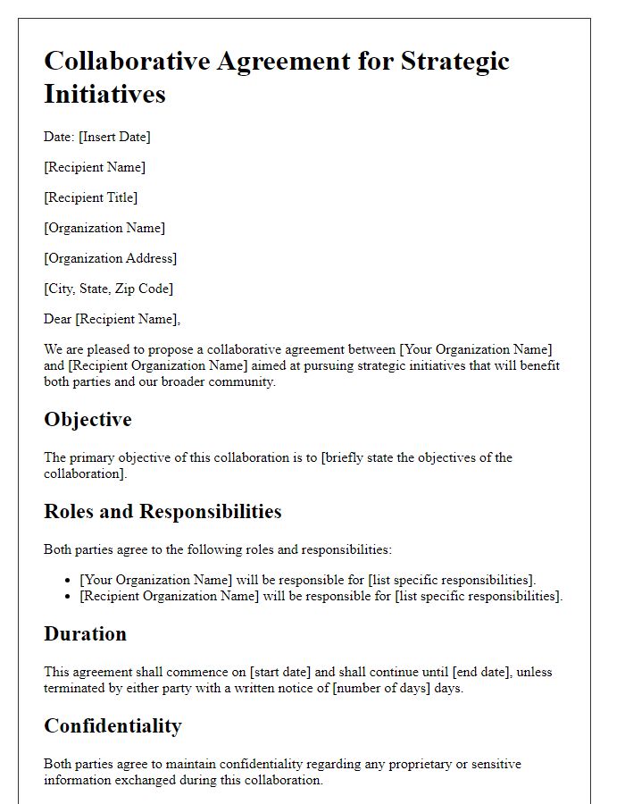 Letter template of Collaborative Agreement for Strategic Initiatives