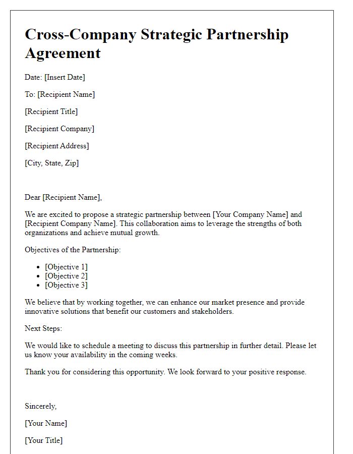 Letter template of Cross-Company Strategic Partnership