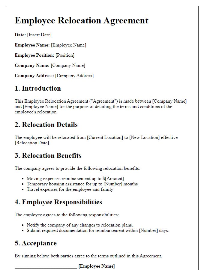 Letter template of employee relocation agreement