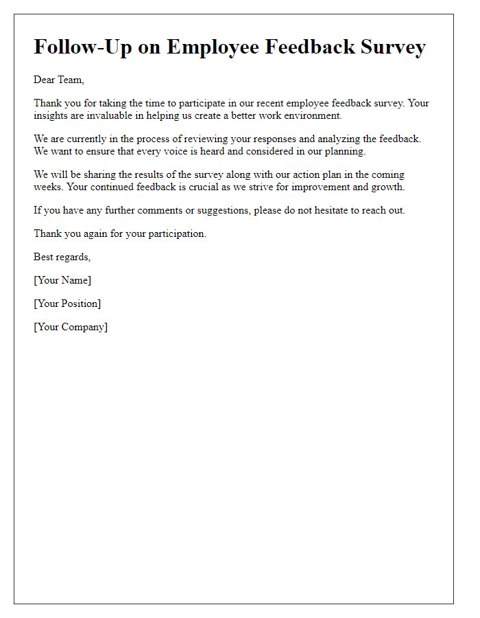 Letter template of follow-up on employee feedback survey responses