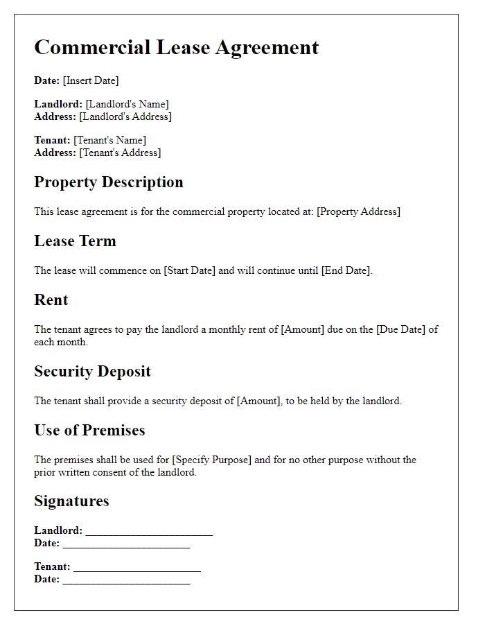 Letter template of commercial lease agreement