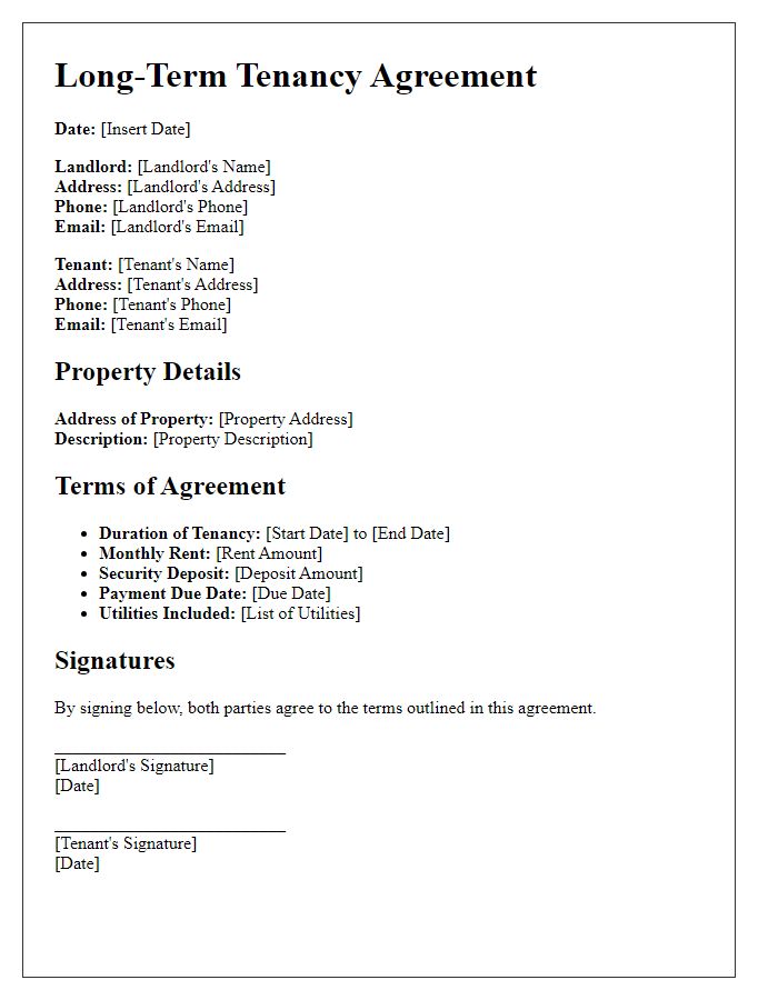 Letter template of long-term tenancy agreement