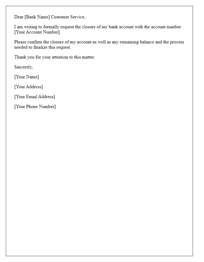 Letter template of Account Closure Confirmation Request