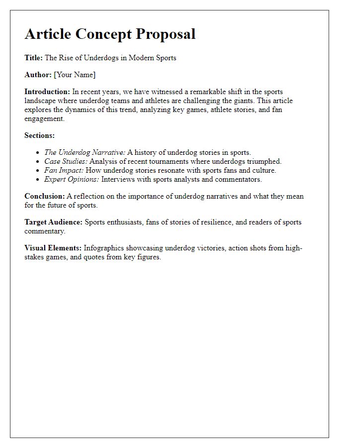 Letter template of magazine article concept for sports commentary