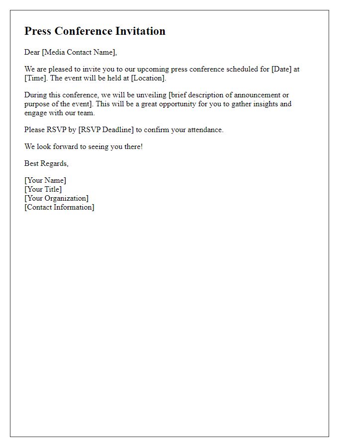 Letter template of press conference invitation for media day