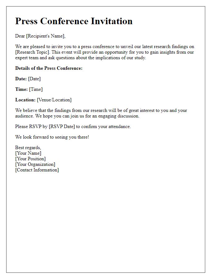 Letter template of press conference invitation for research findings