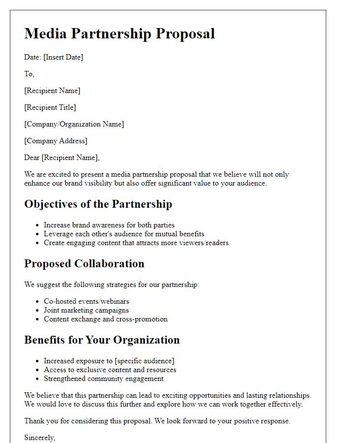 Letter template of media partnership proposal