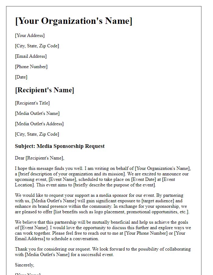 Letter template of media sponsorship request