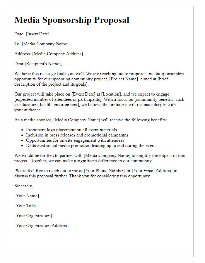 Letter template of media sponsorship proposal for community projects