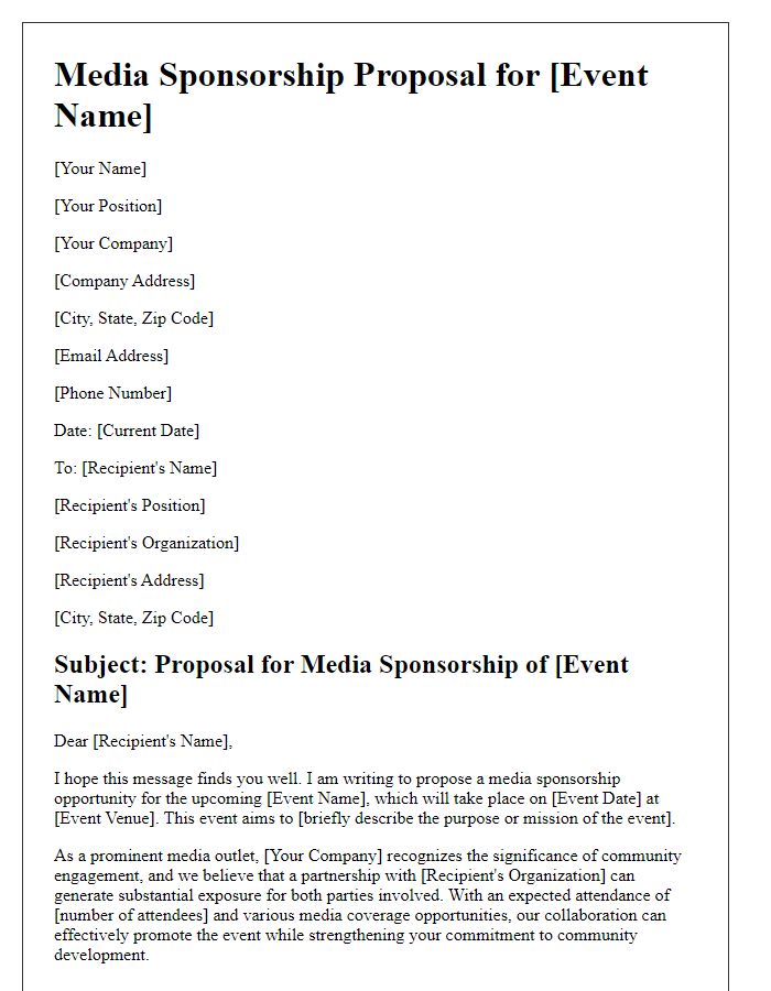 Letter template of media sponsorship proposal for local events