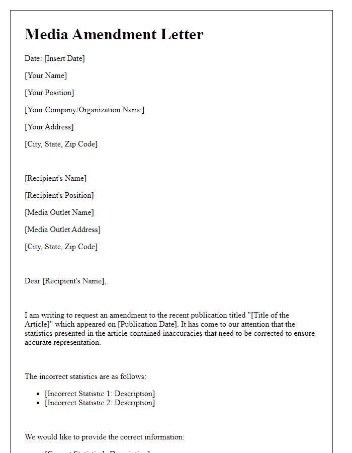 Letter template of media amendment for corrected statistics.