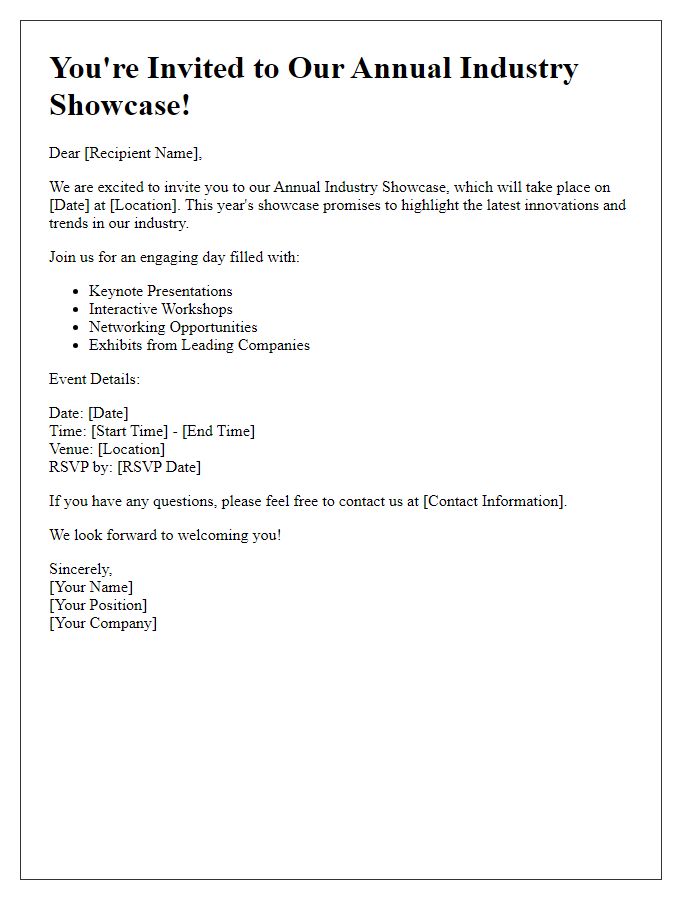 Letter template of industry showcase invitation