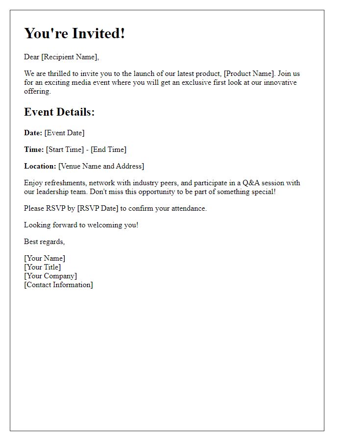 Letter template of media launch event invitation