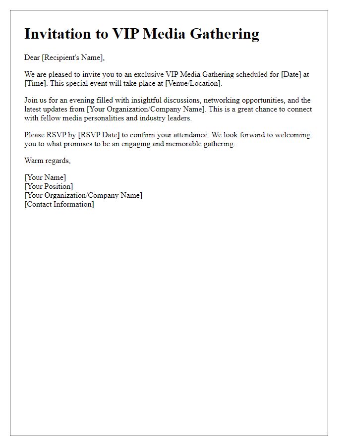 Letter template of VIP media gathering announcement