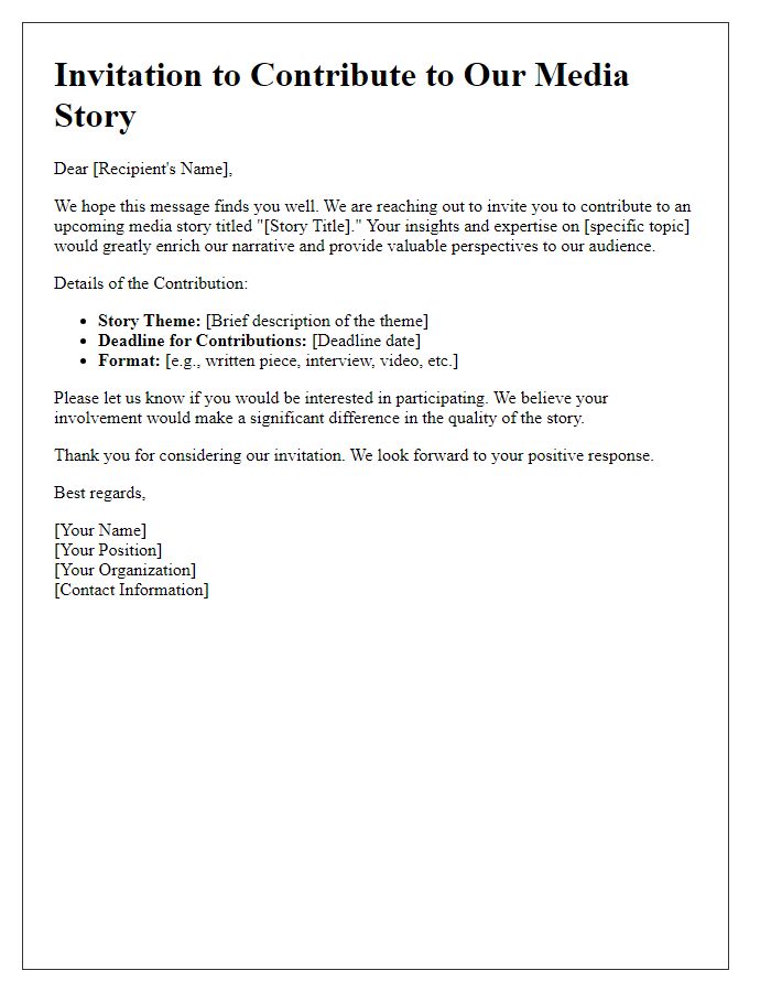 Letter template of media story contribution invitation