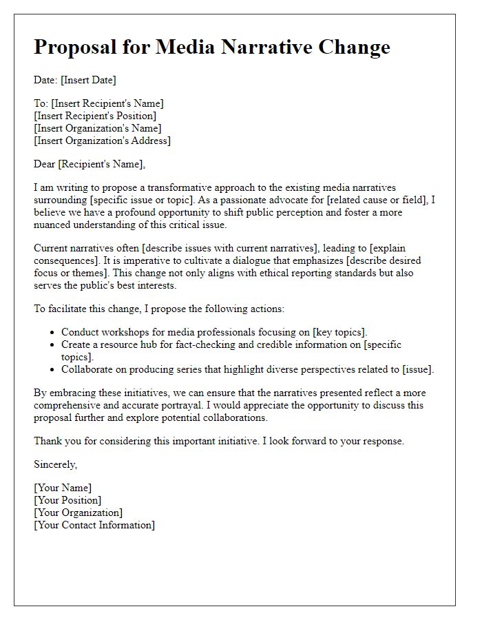 Letter template of proposition for media narrative change