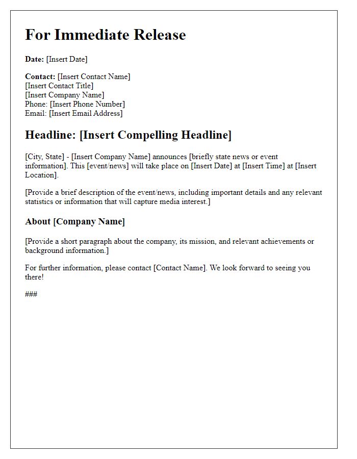 Letter template of corporate media briefing press release