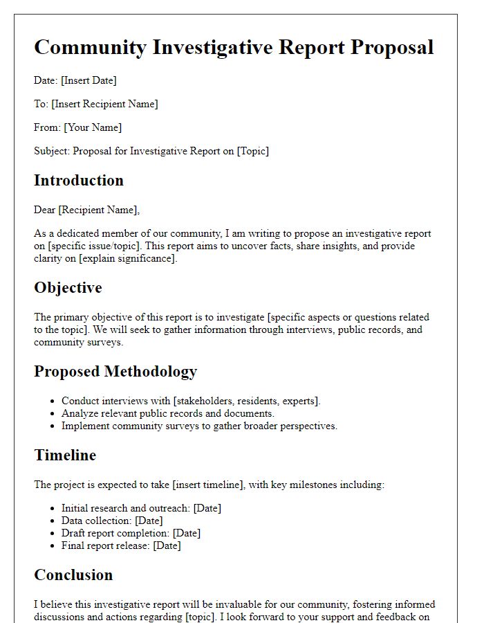 Letter template of community news investigative report concept