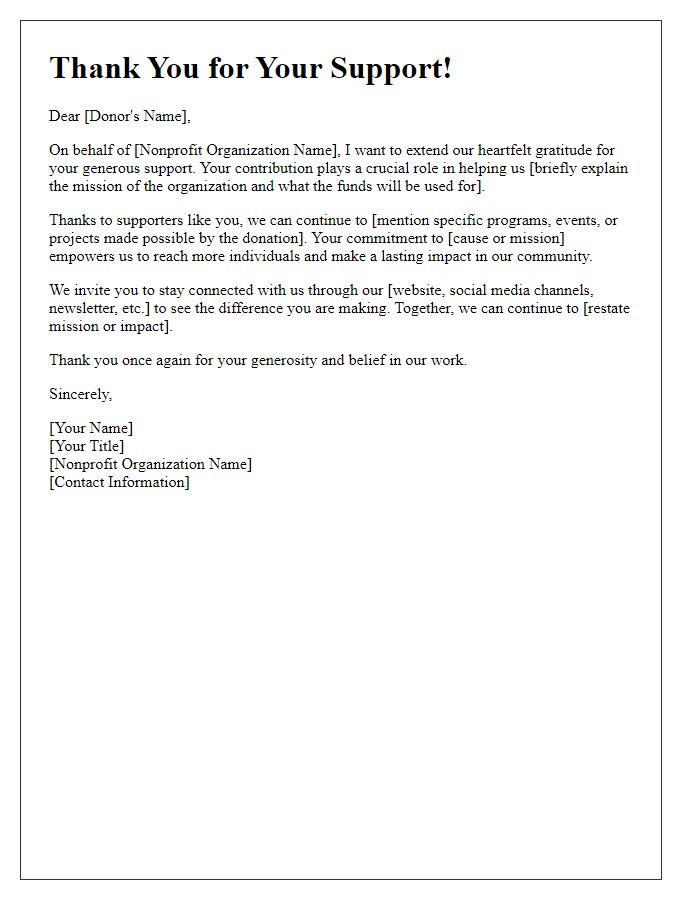 Letter template of media-based nonprofit thank-you note