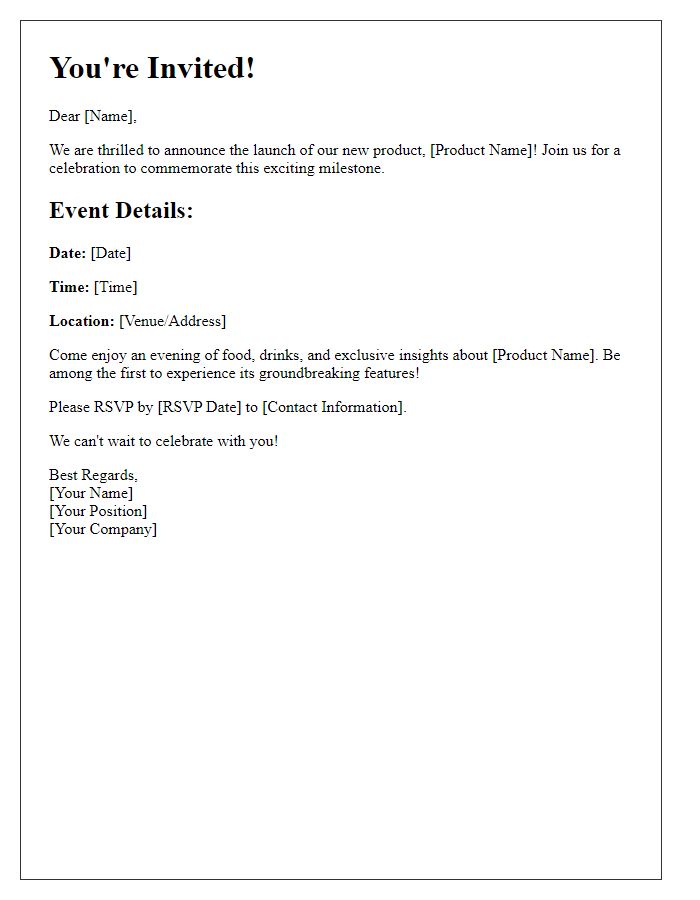 Letter template of product launch celebration