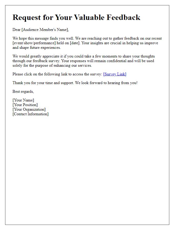 Letter template of Audience Feedback Collection Request