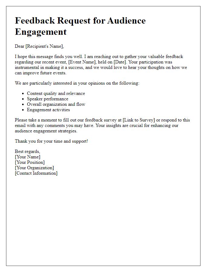 Letter template of Feedback Request for Audience Engagement