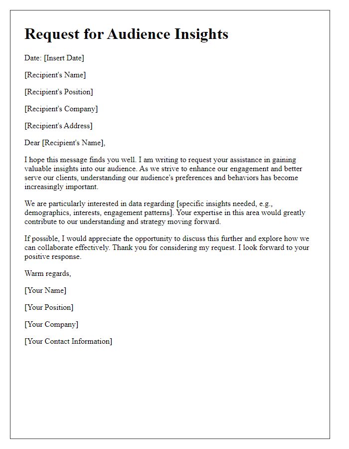 Letter template of Request for Audience Insights