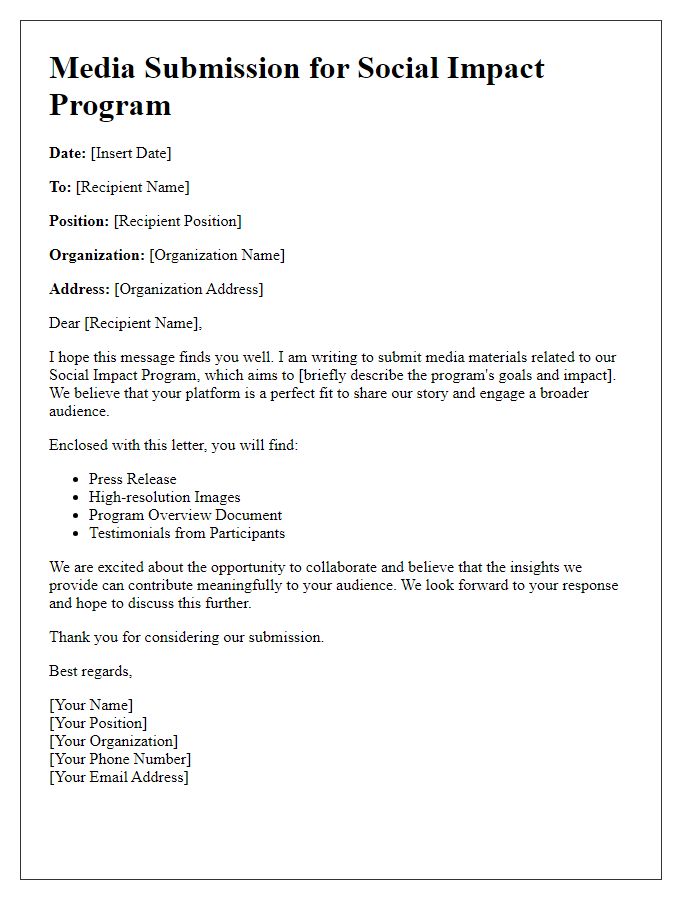 Letter template of Social Impact Program Media Submission