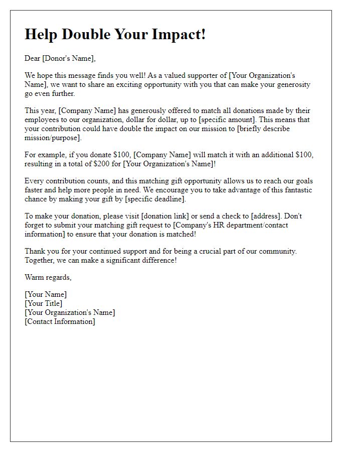 Letter template of a matching gift campaign solicitation