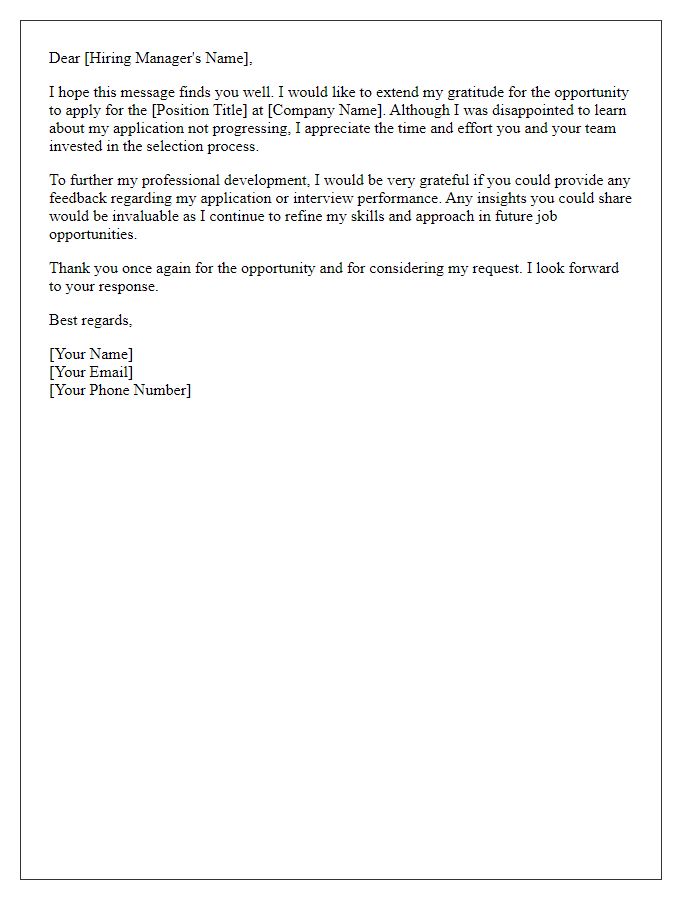 Letter template of feedback solicitation post-application rejection