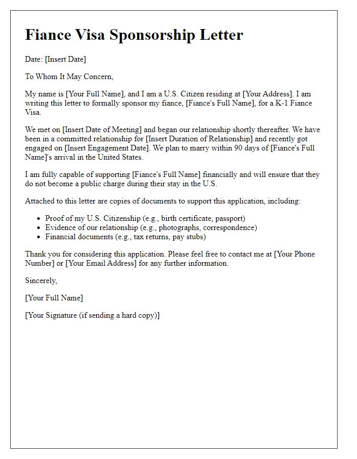 Letter template of fianc visa sponsorship documentation