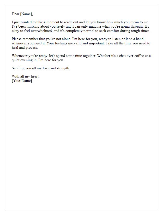 Letter template of empathetic note for a loved one