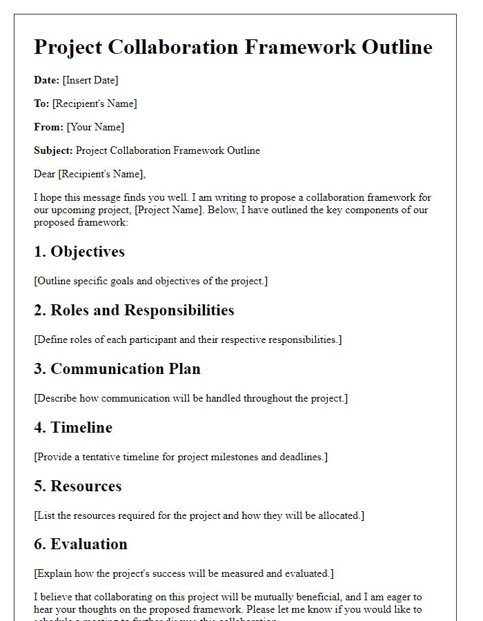 Letter template of project collaboration framework outline