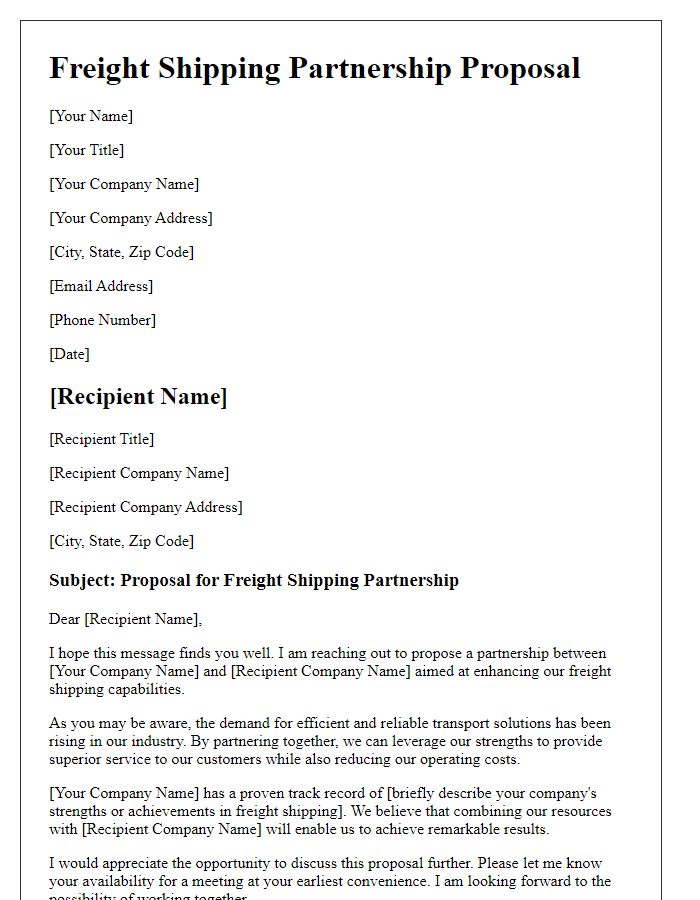 Letter template of freight shipping partnership proposal