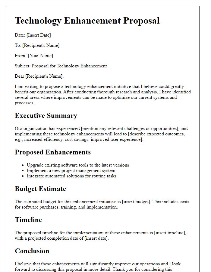 Letter template of technology enhancement proposal