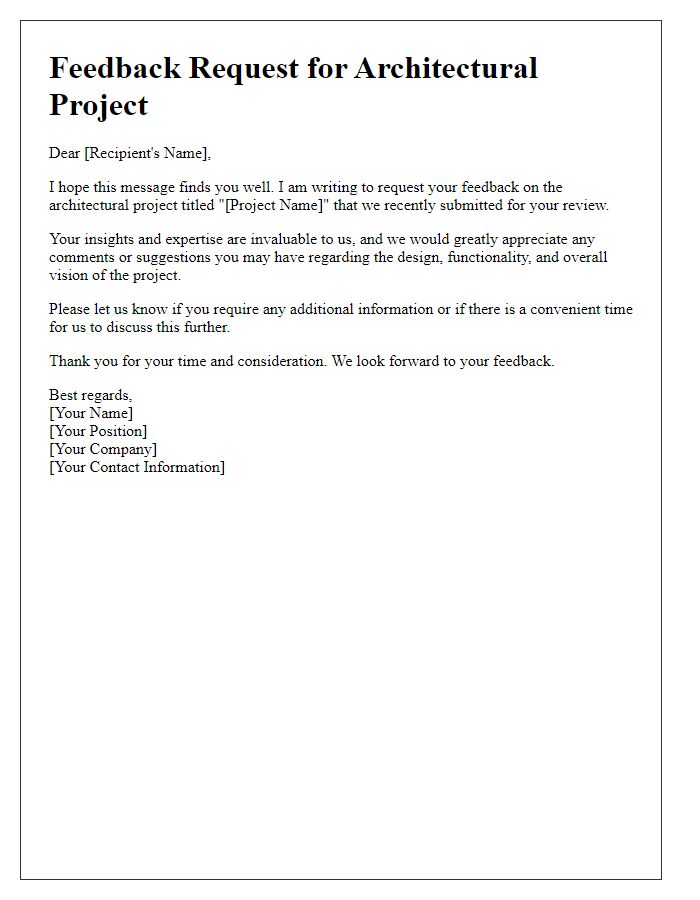 Letter template of architectural project feedback request