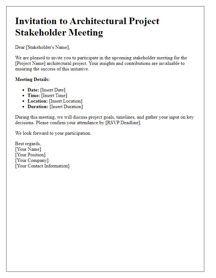 Letter template of architectural project stakeholder invitation