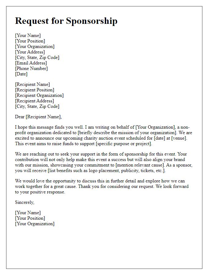 Letter template of sponsorship request for charity auction