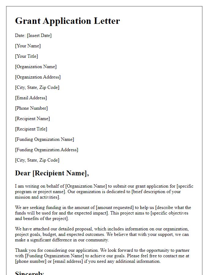 Letter template of nonprofit grant application