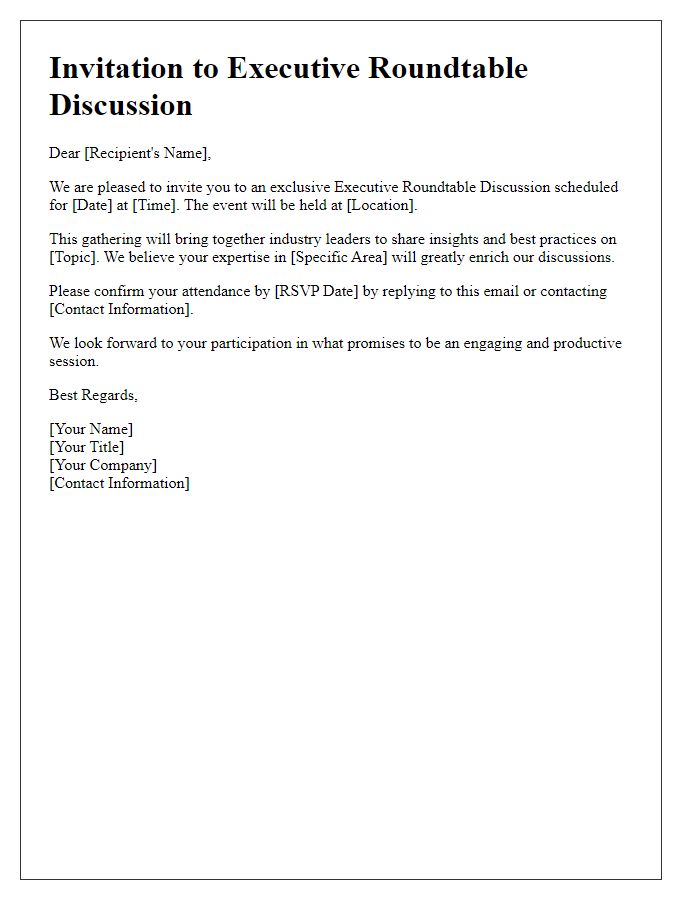 Letter template of executive roundtable discussion invitation