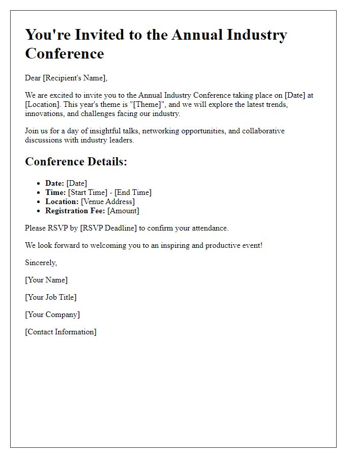 Letter template of industry conference invitation