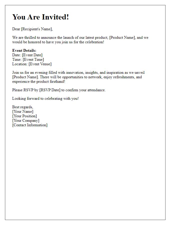 Letter template of product launch event invitation