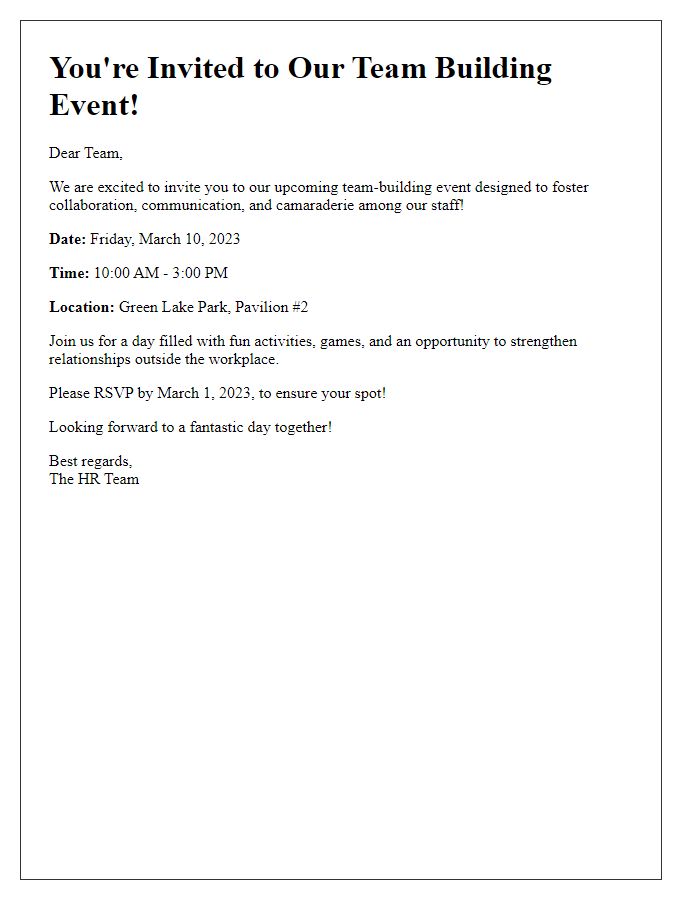 Letter template of team-building event invitation