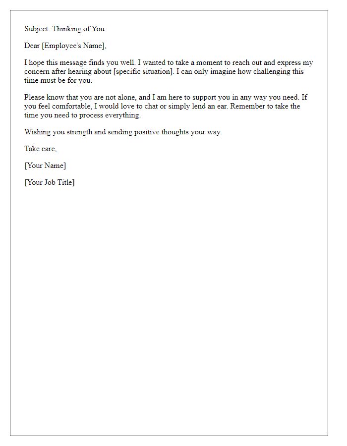 Letter template of empathetic message to a fellow employee