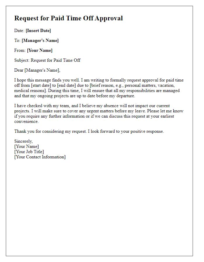 Letter template of request for paid time off approval