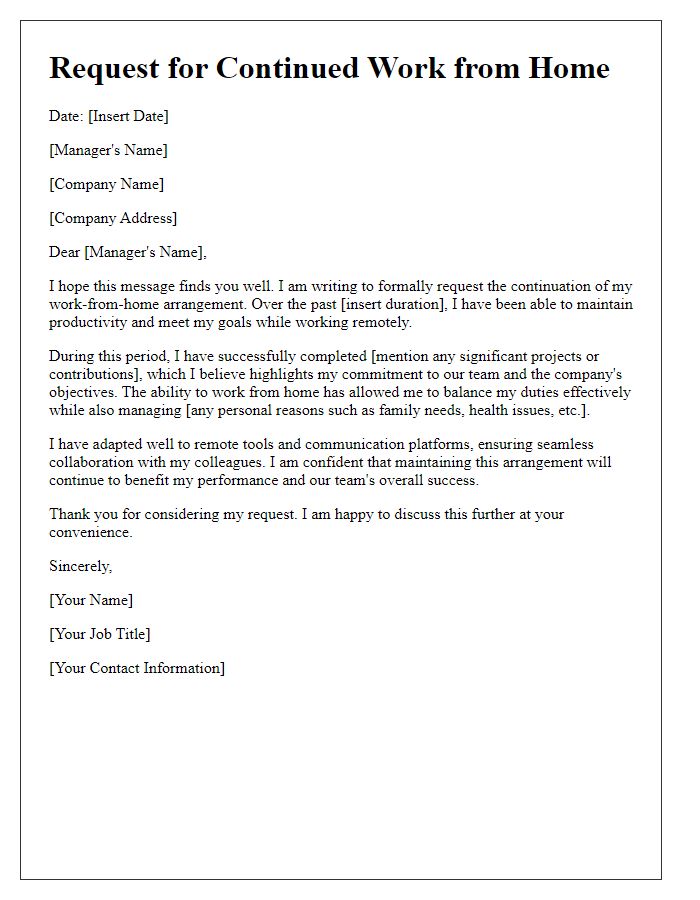 Letter template of appeal for continued work from home