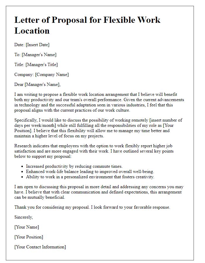 Letter template of proposal for flexible work location