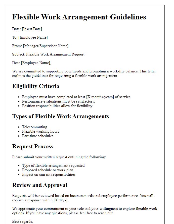 Letter template of Flexible Work Arrangement Guidelines