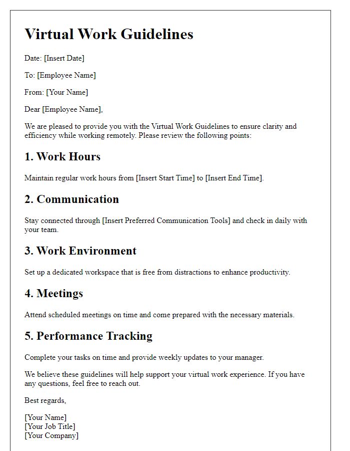 Letter template of Virtual Work Guidelines