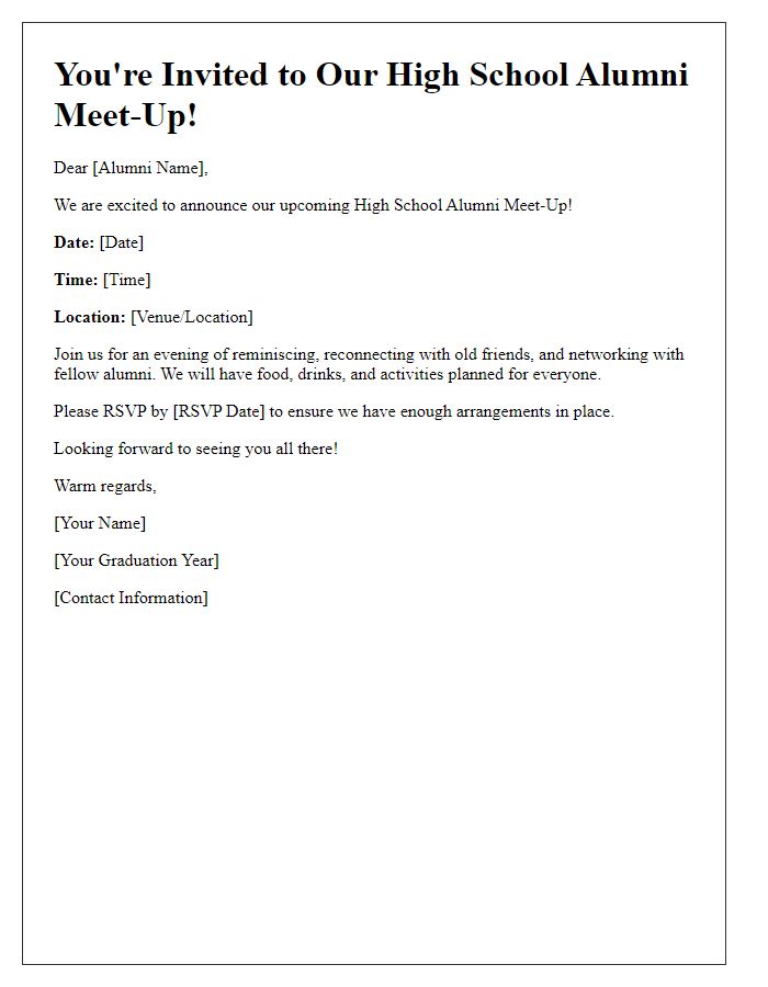 Letter template of high school alumni meet-up